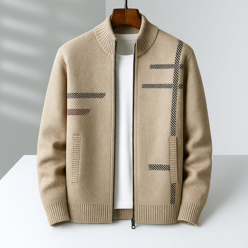 Jason™ | Chaqueta de punto de cachemira con cremallera y jacquard