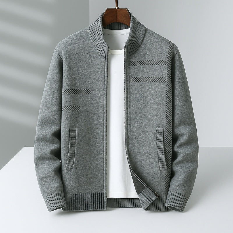 Jason™ | Chaqueta de punto de cachemira con cremallera y jacquard