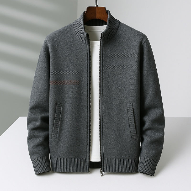 Jason™ | Chaqueta de punto de cachemira con cremallera y jacquard