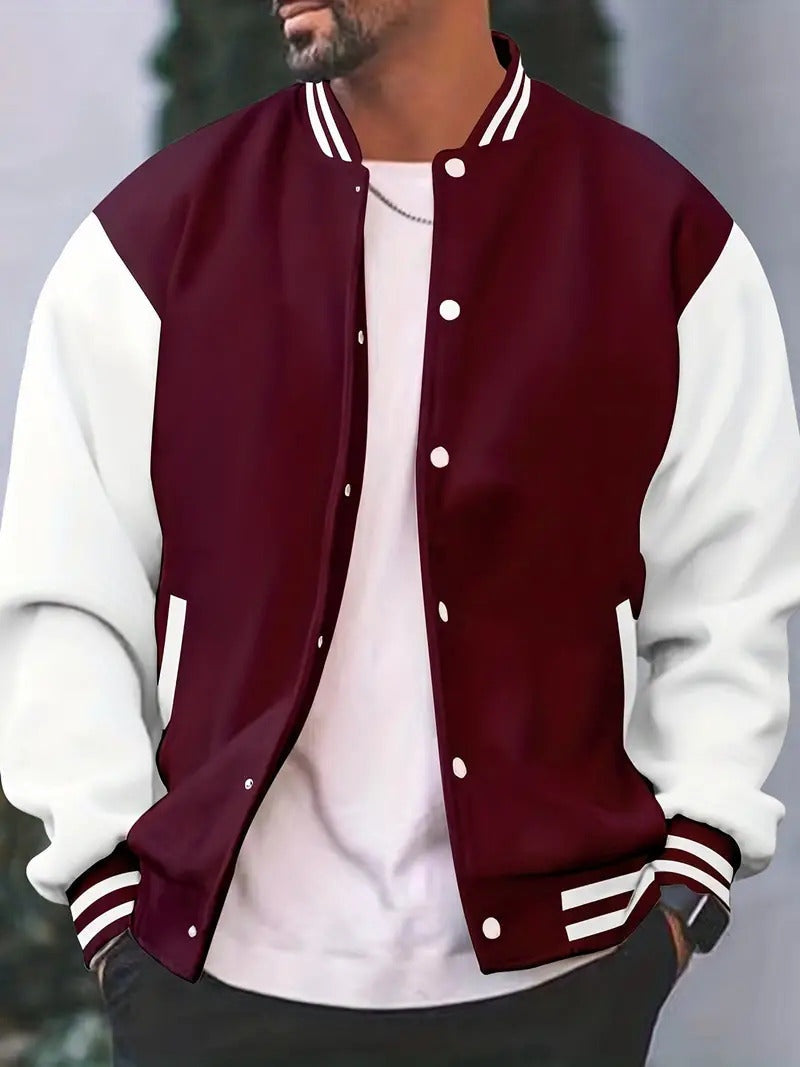 Trevor™ | Chaqueta varsity bicolor con botones de presión