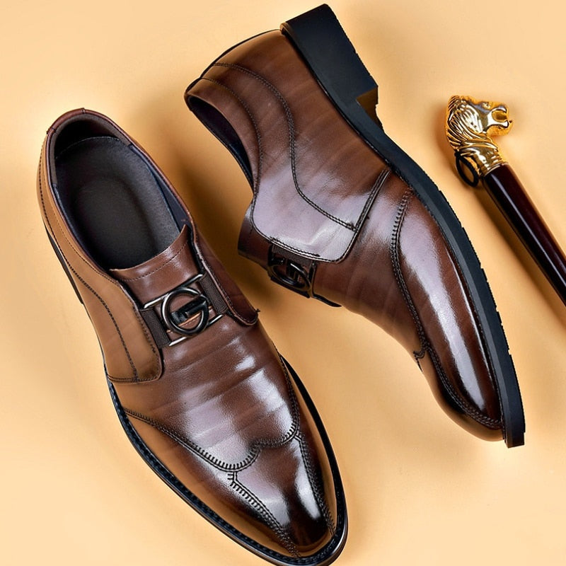 Jason™ | Zapatos de vestir de piel sin cordones con hebilla