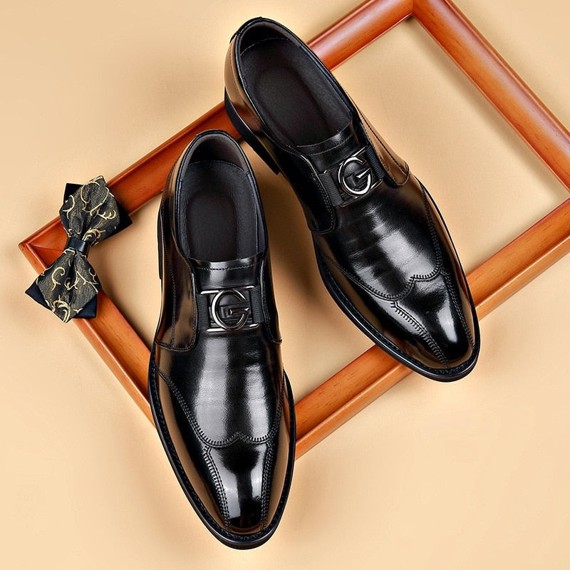 Jason™ | Zapatos de vestir de piel sin cordones con hebilla