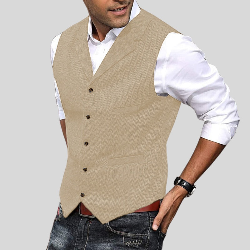 Ryder™ | Chaleco de tweed de espiga con solapas