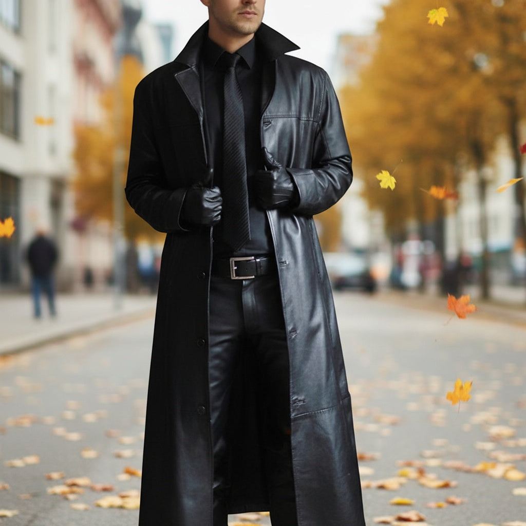 Shane™ | Chaqueta larga de piel con cuello solapa