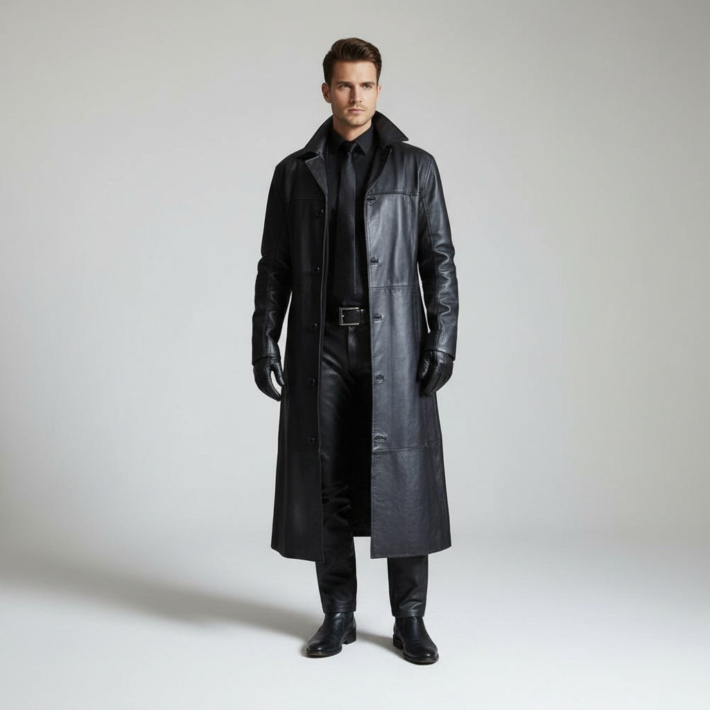 Shane™ | Chaqueta larga de piel con cuello solapa