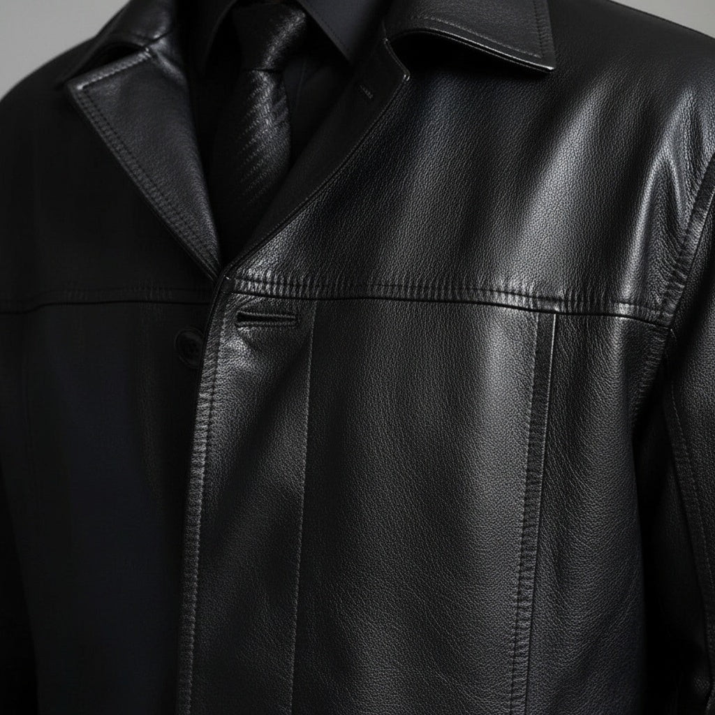 Shane™ | Chaqueta larga de piel con cuello solapa