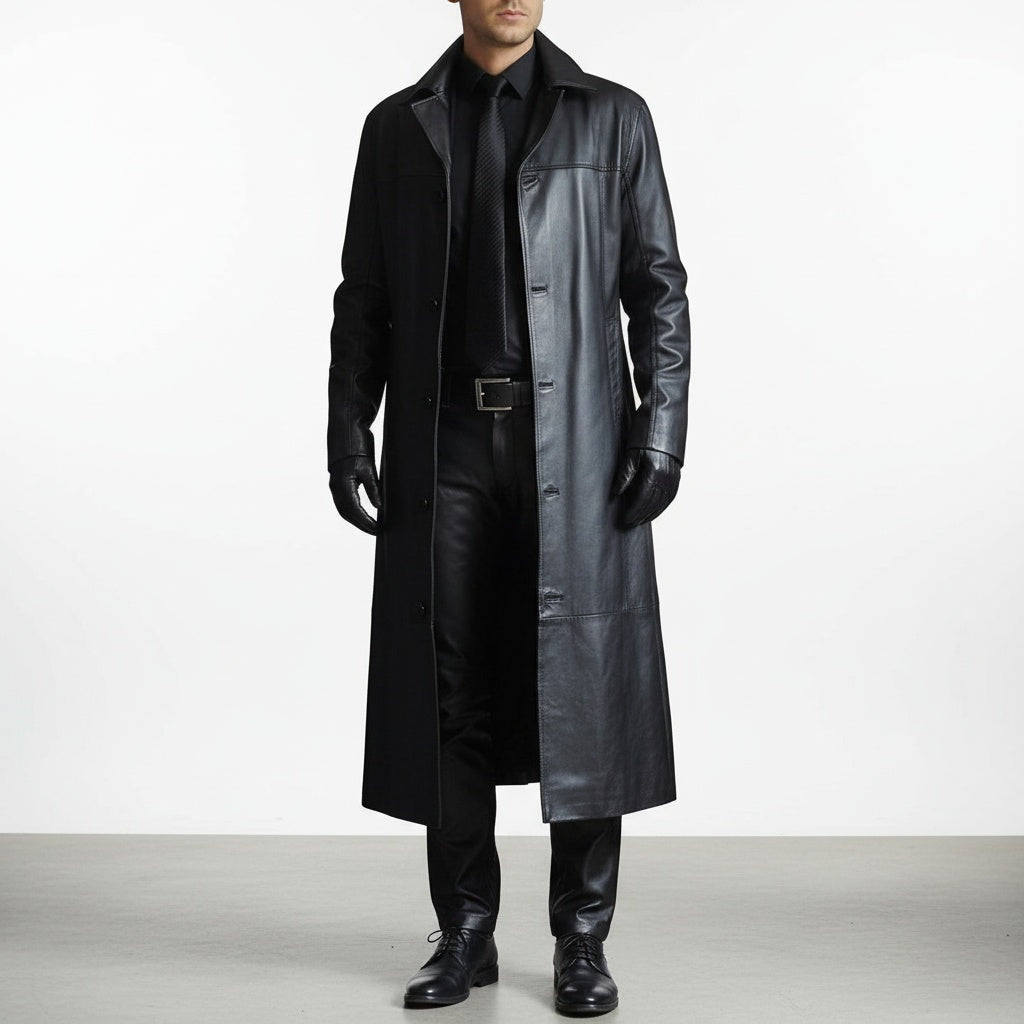 Shane™ | Chaqueta larga de piel con cuello solapa
