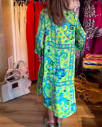 Vestido midi holgado estampado con bolsillos