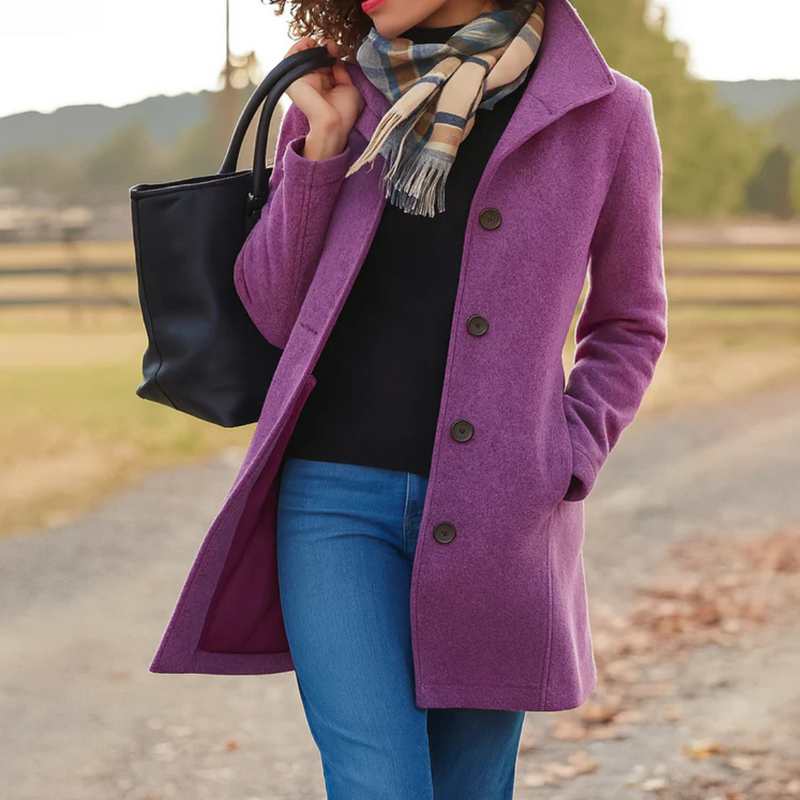 Catherine™ | Abrigo elegante de mezcla de lana con solapas