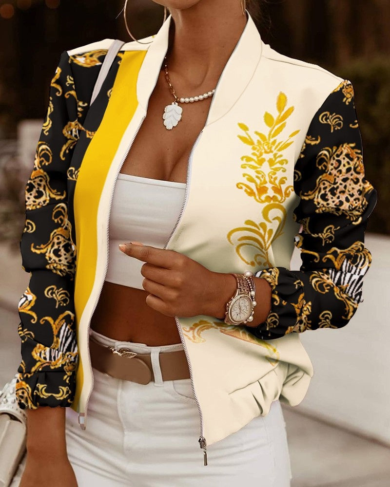 Michelle™ | Chaqueta bomber de mujer con estampado floral