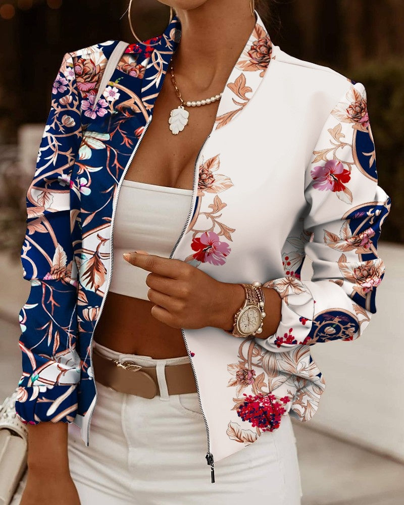 Michelle™ | Chaqueta bomber de mujer con estampado floral