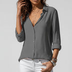 Maeve™ | Camisa blanca de manga larga con cuello clásico