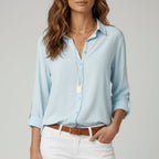 Maeve™ | Camisa blanca de manga larga con cuello clásico