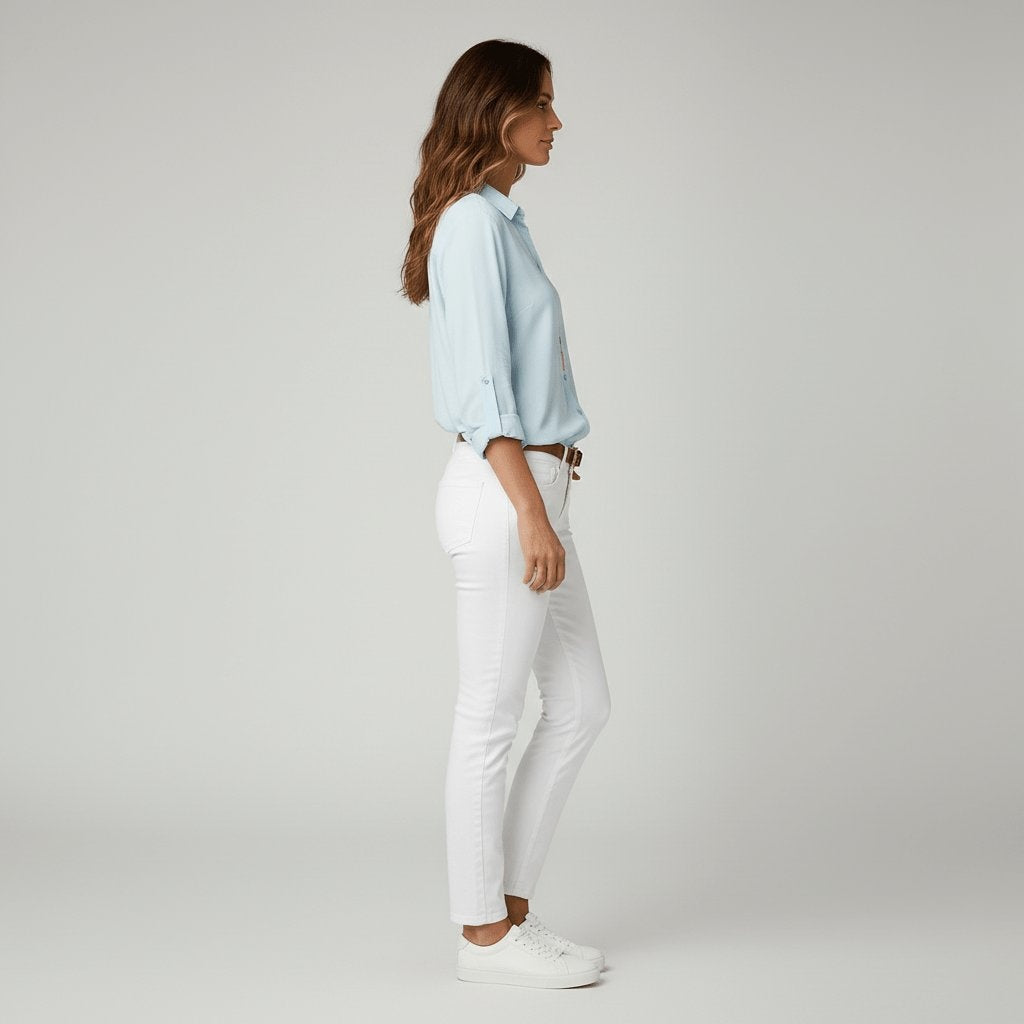 Maeve™ | Camisa blanca de manga larga con cuello clásico