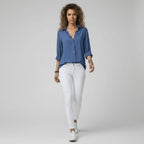 Maeve™ | Camisa blanca de manga larga con cuello clásico