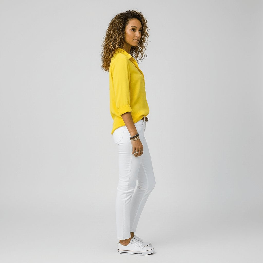 Maeve™ | Camisa blanca de manga larga con cuello clásico