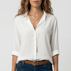 Maeve™ | Camisa blanca de manga larga con cuello clásico