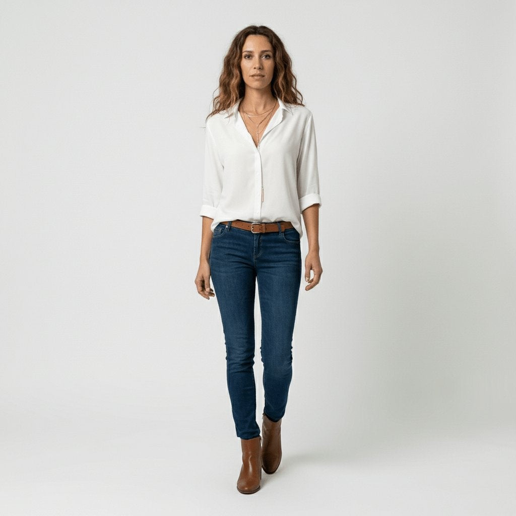 Maeve™ | Camisa blanca de manga larga con cuello clásico