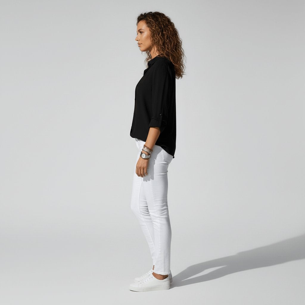 Maeve™ | Camisa blanca de manga larga con cuello clásico