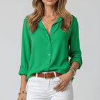 Maeve™ | Camisa blanca de manga larga con cuello clásico