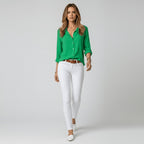Maeve™ | Camisa blanca de manga larga con cuello clásico