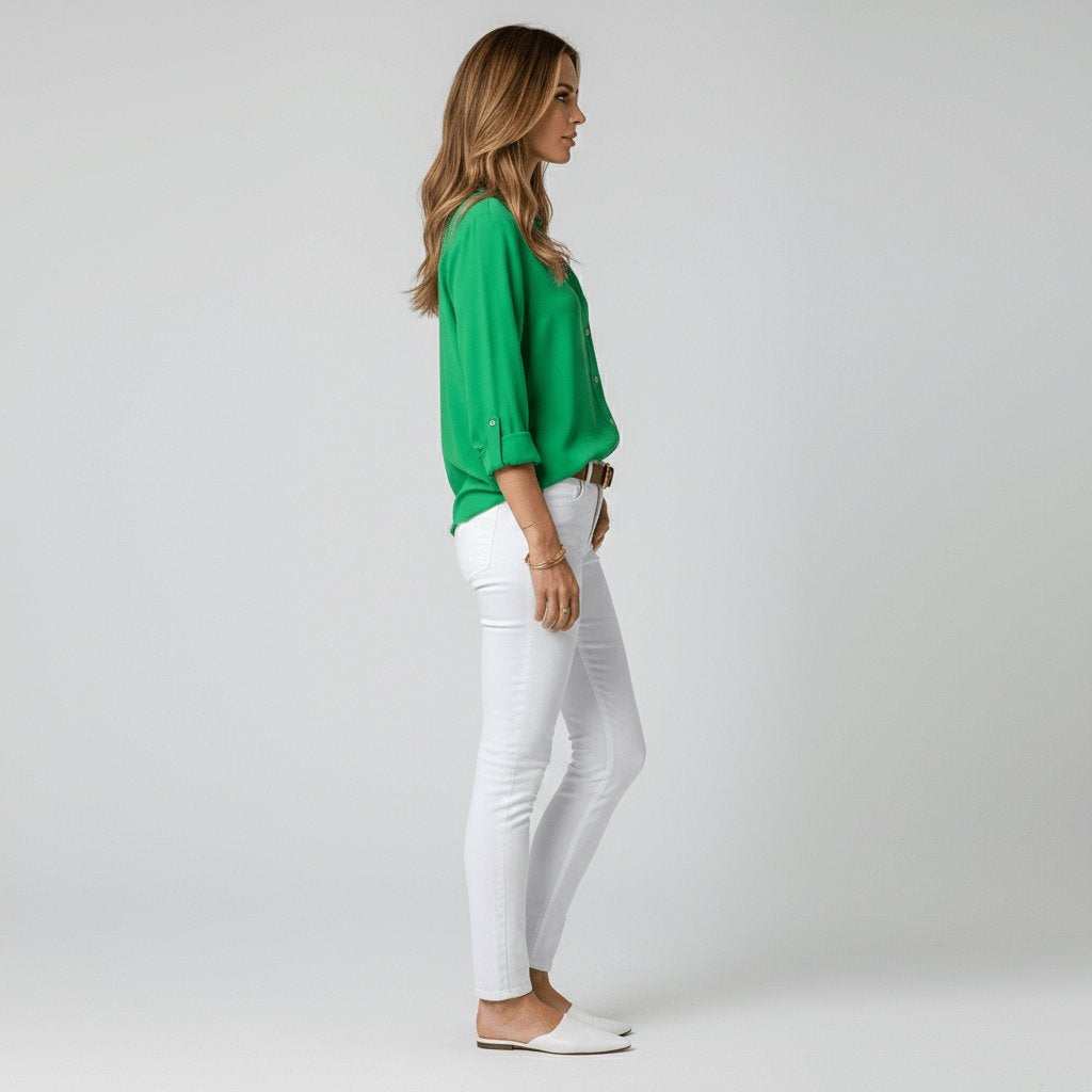 Maeve™ | Camisa blanca de manga larga con cuello clásico