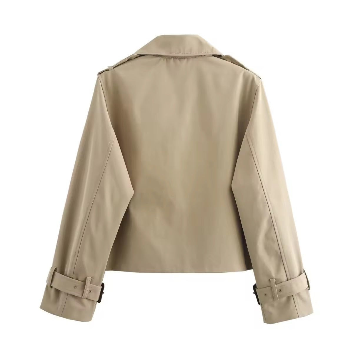 Lily™ | Gabardina corta cruzada con puños de hebilla