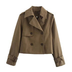 Lily™ | Gabardina corta cruzada con puños de hebilla