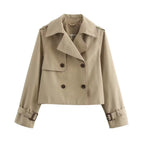 Lily™ | Gabardina corta cruzada con puños de hebilla