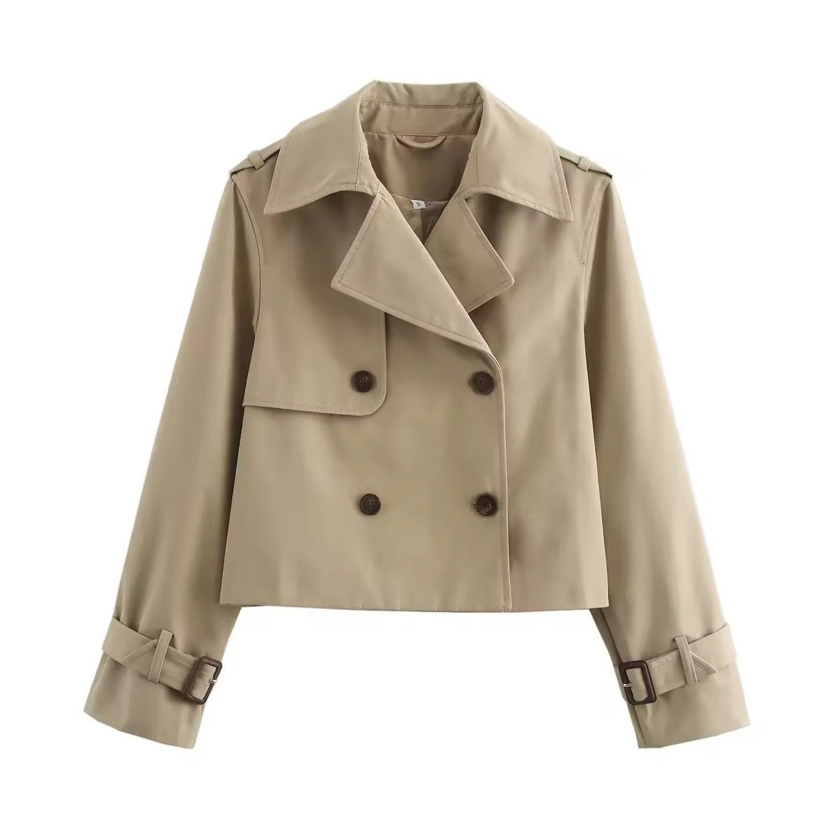 Lily™ | Gabardina corta cruzada con puños de hebilla