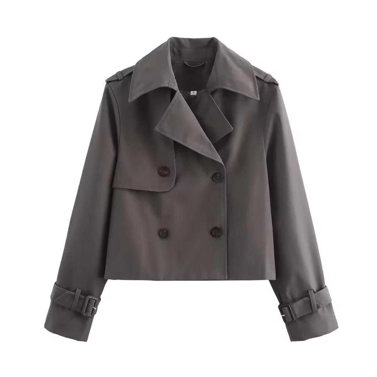 Lily™ | Gabardina corta cruzada con puños de hebilla