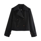 Lily™ | Gabardina corta cruzada con puños de hebilla
