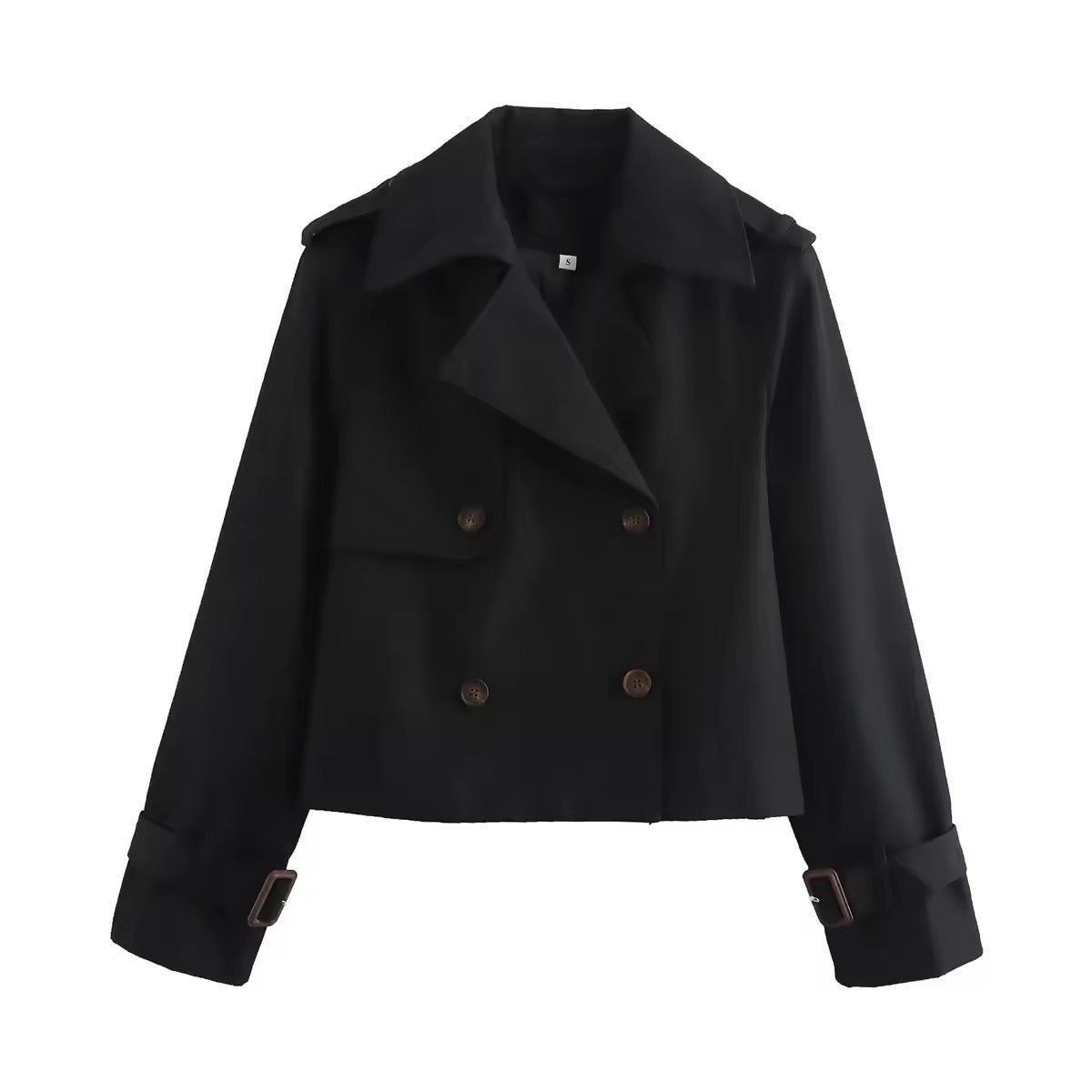 Lily™ | Gabardina corta cruzada con puños de hebilla