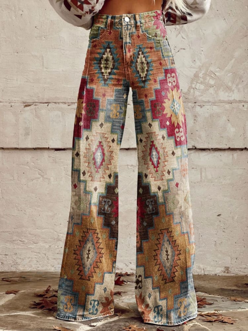 Molly™ | Pantalón de pierna ancha estampado de cintura alta