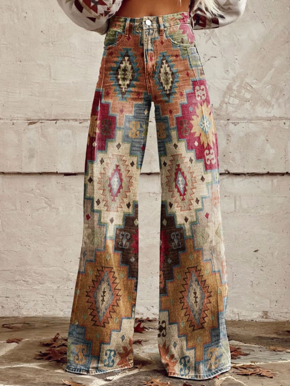 Molly™ | Pantalón de pierna ancha estampado de cintura alta