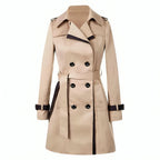 Camille™ | Gabardina cruzada con cuello de solapas y ribetes en contraste