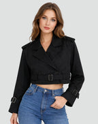 Reagan™ | Gabardina corta cruzada con cinturón