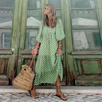 Juliana™ | Vestido largo de lunares con manga larga