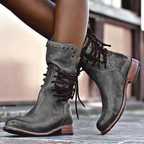 Megan™ | Botas militares con cordones a media caña y tacón bajo