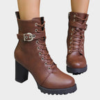 Joanna™ | Botines con cordones, hebilla y tacón bloque