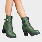 Joanna™ | Botines con cordones, hebilla y tacón bloque