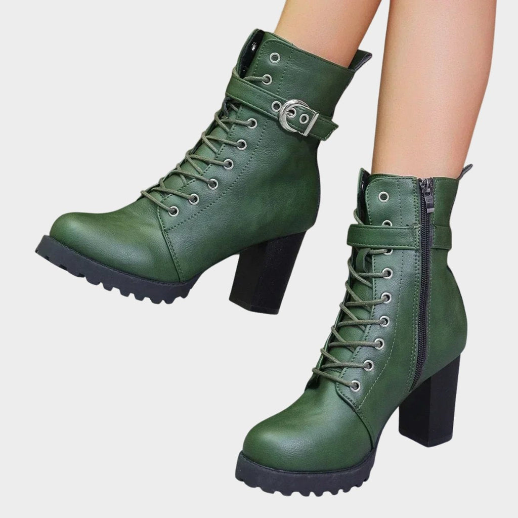 Joanna™ | Botines con cordones, hebilla y tacón bloque