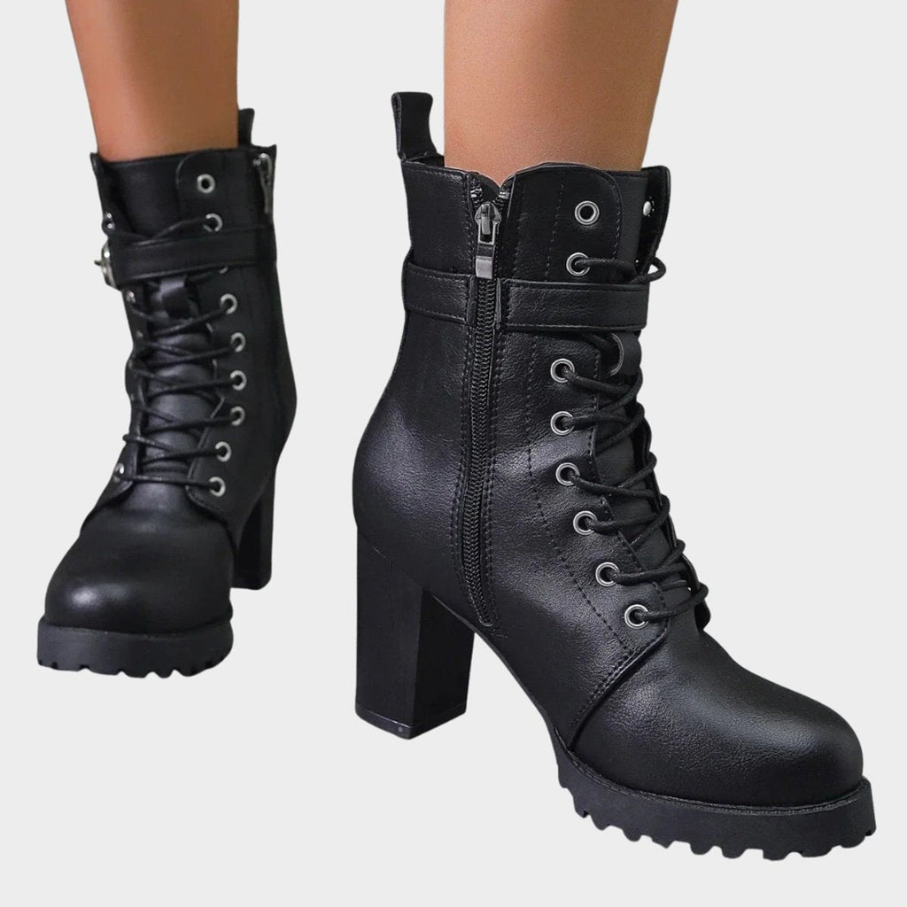 Joanna™ | Botines con cordones, hebilla y tacón bloque