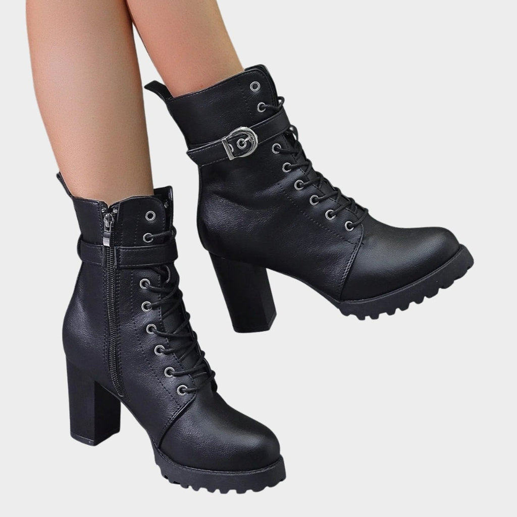 Joanna™ | Botines con cordones, hebilla y tacón bloque
