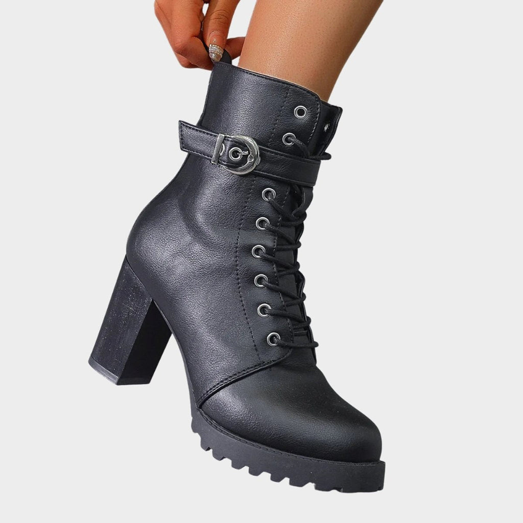 Joanna™ | Botines con cordones, hebilla y tacón bloque