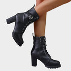Joanna™ | Botines con cordones, hebilla y tacón bloque