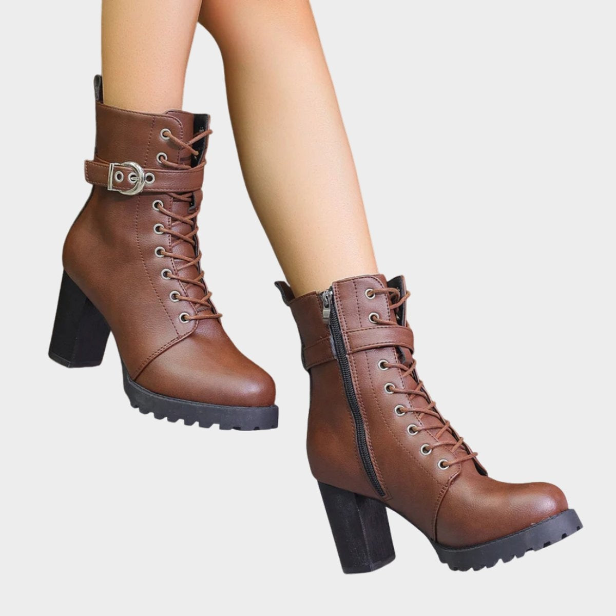 Joanna™ | Botines con cordones, hebilla y tacón bloque