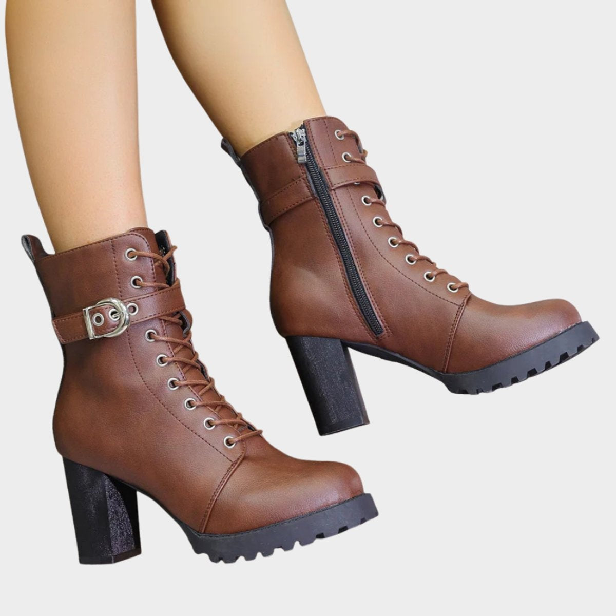 Joanna™ | Botines con cordones, hebilla y tacón bloque
