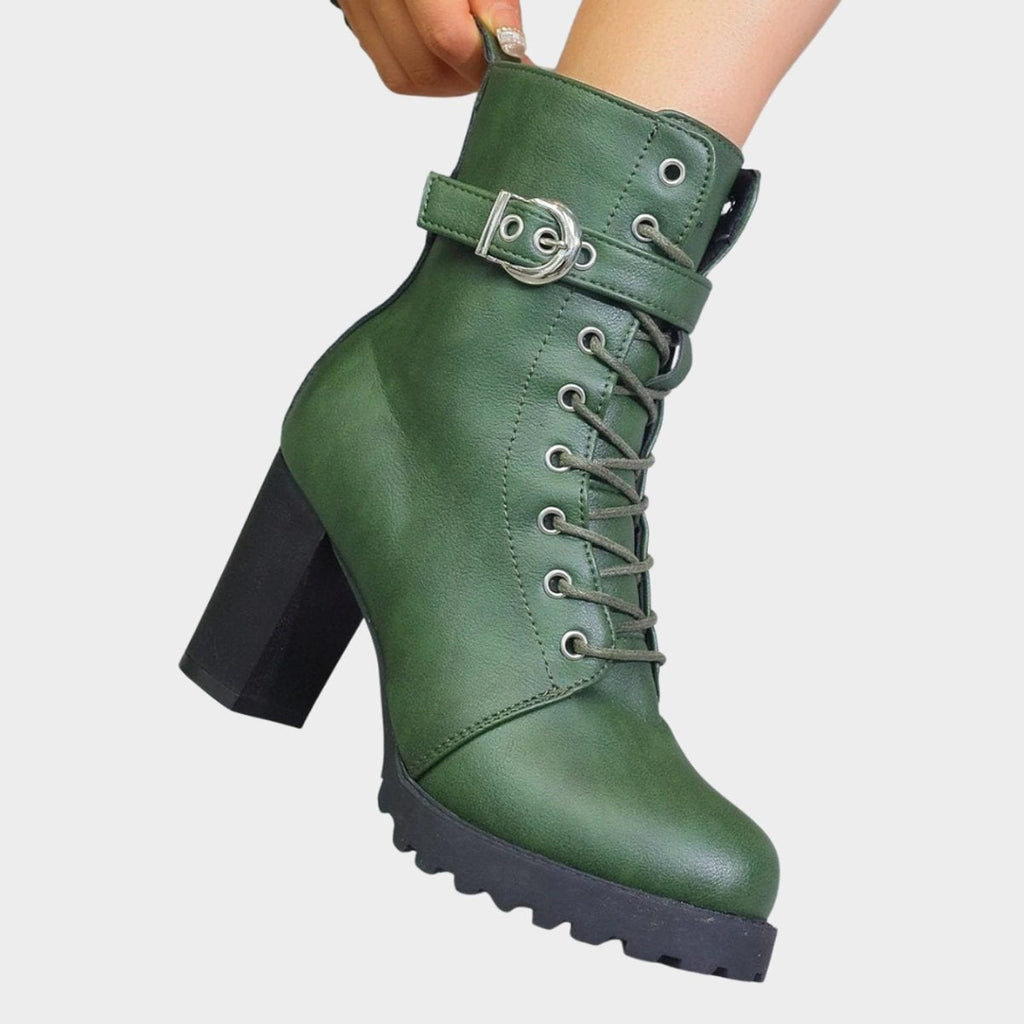 Joanna™ | Botines con cordones, hebilla y tacón bloque