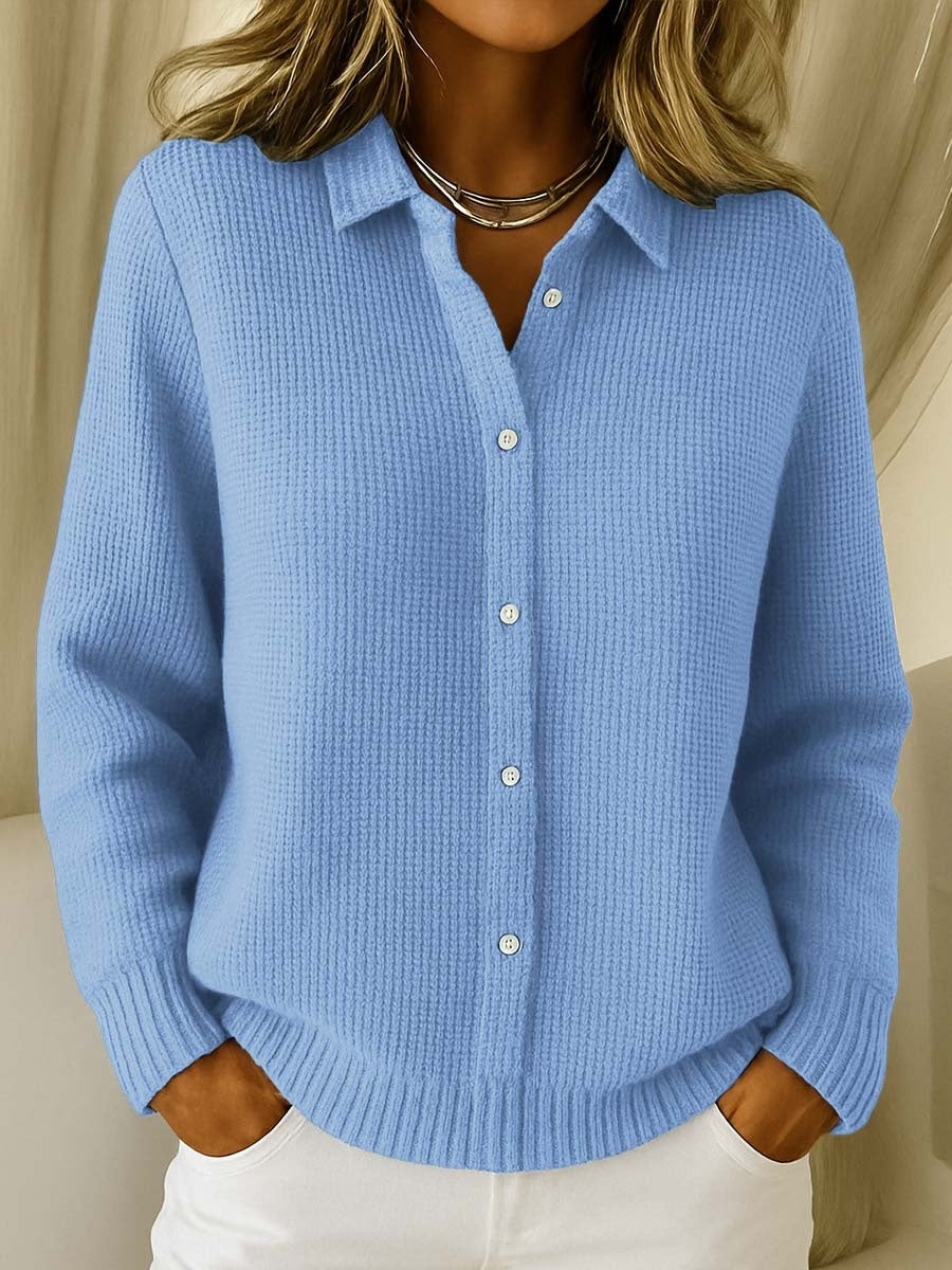 Isabella™ | Cárdigan de cuadros con cuello solapa y botones